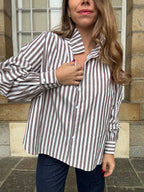 Blouse à rayures Suzanne café