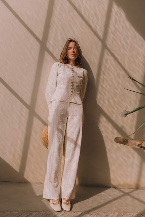 Pantalon Capri Brodé - Blanc