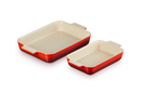 Juego de 2 platos rectangulares clásicos - Cerámica - 25/32Cm - Cereza