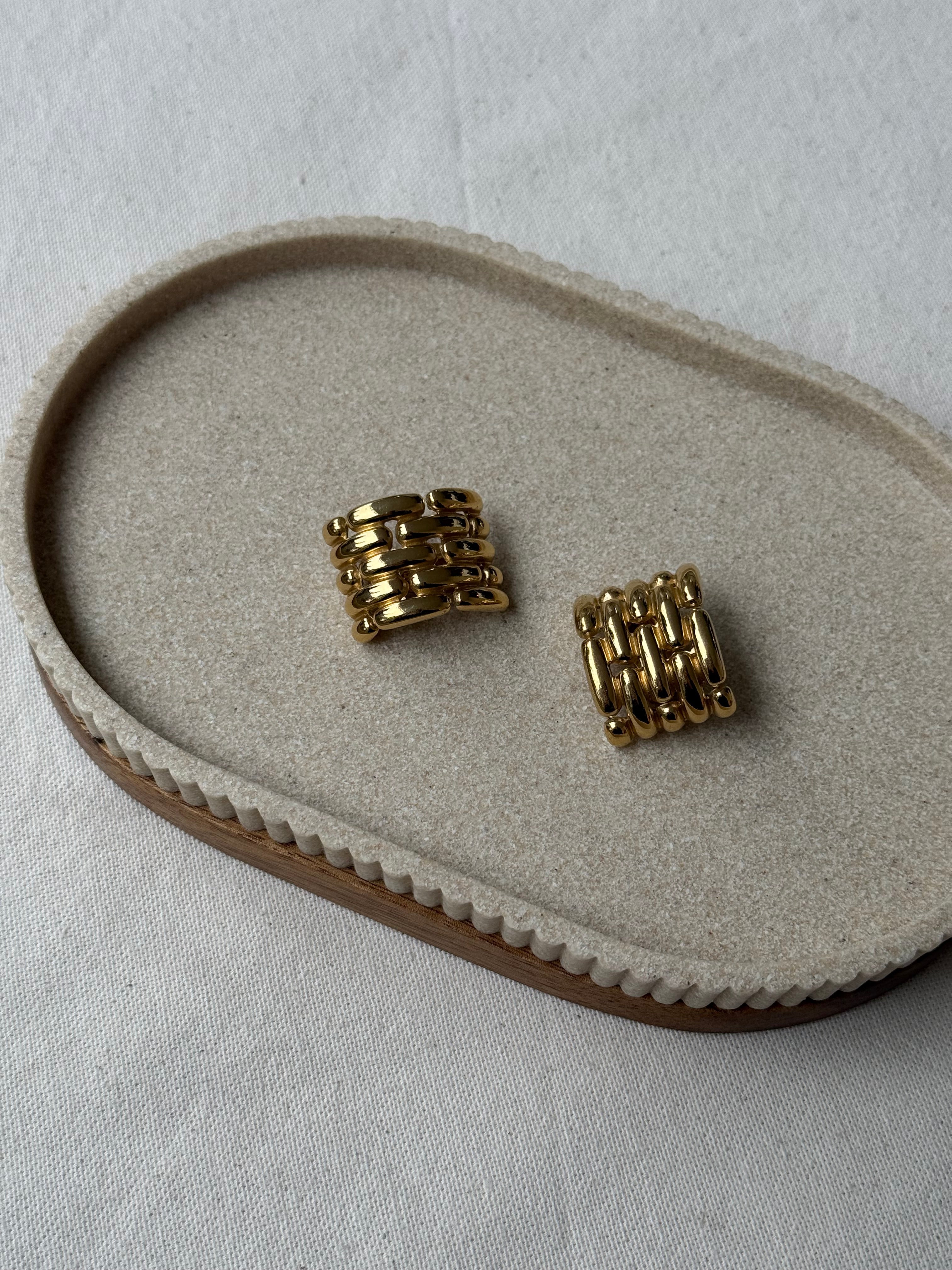 Boucles D’Oreilles Givenchy Vintage - Maillons Tressés Dorés