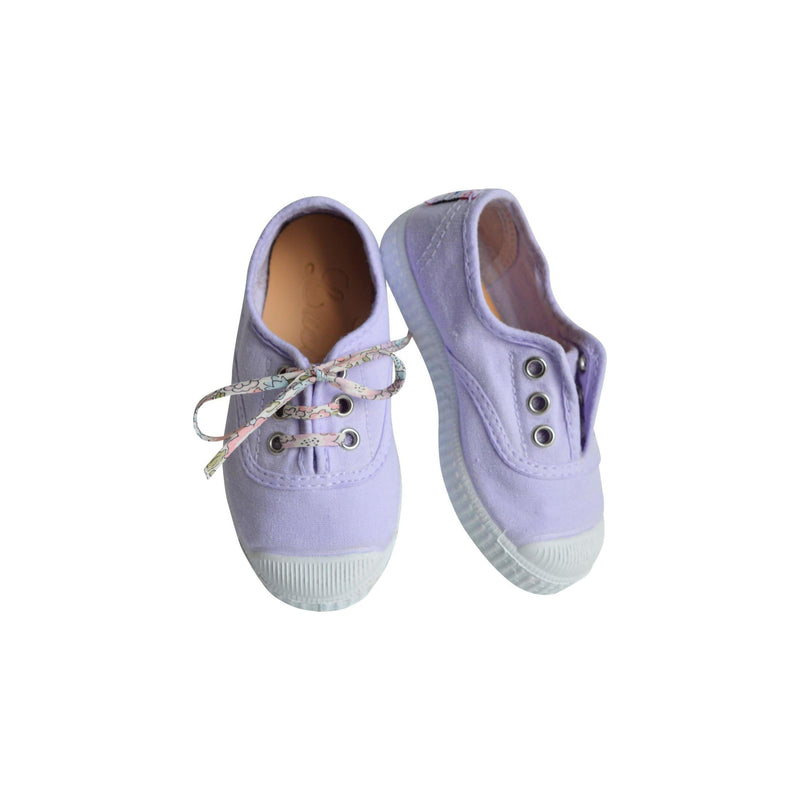 Canvas Tennis Shoes with Laces and Elastic - Lilac - Unisex