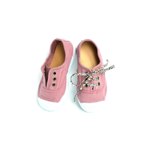 Chaussures Baskets Tennis En Toiles À Lacets Et Élastiques - Vieux Rose - Mixte