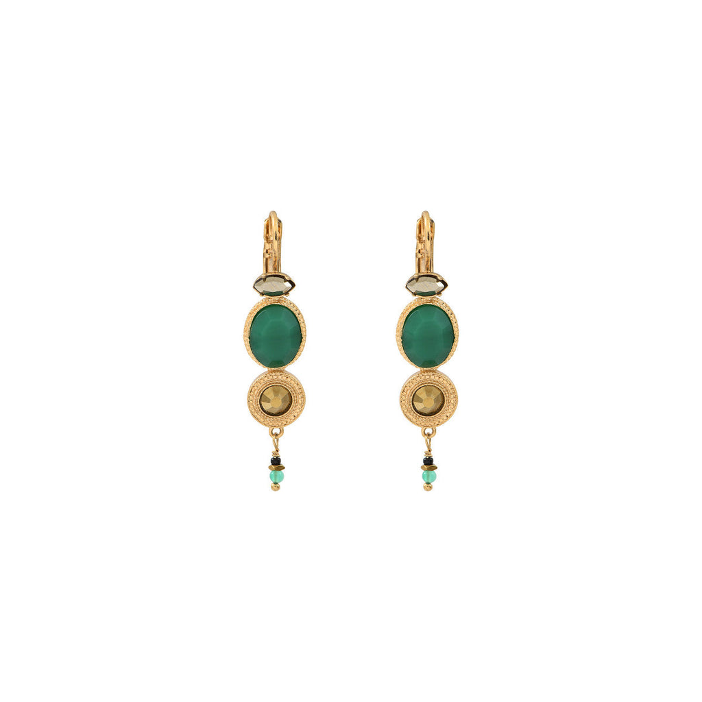 Fujita Fine Sleeper Earrings - Green