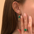 Fujita Fine Sleeper Earrings - Green