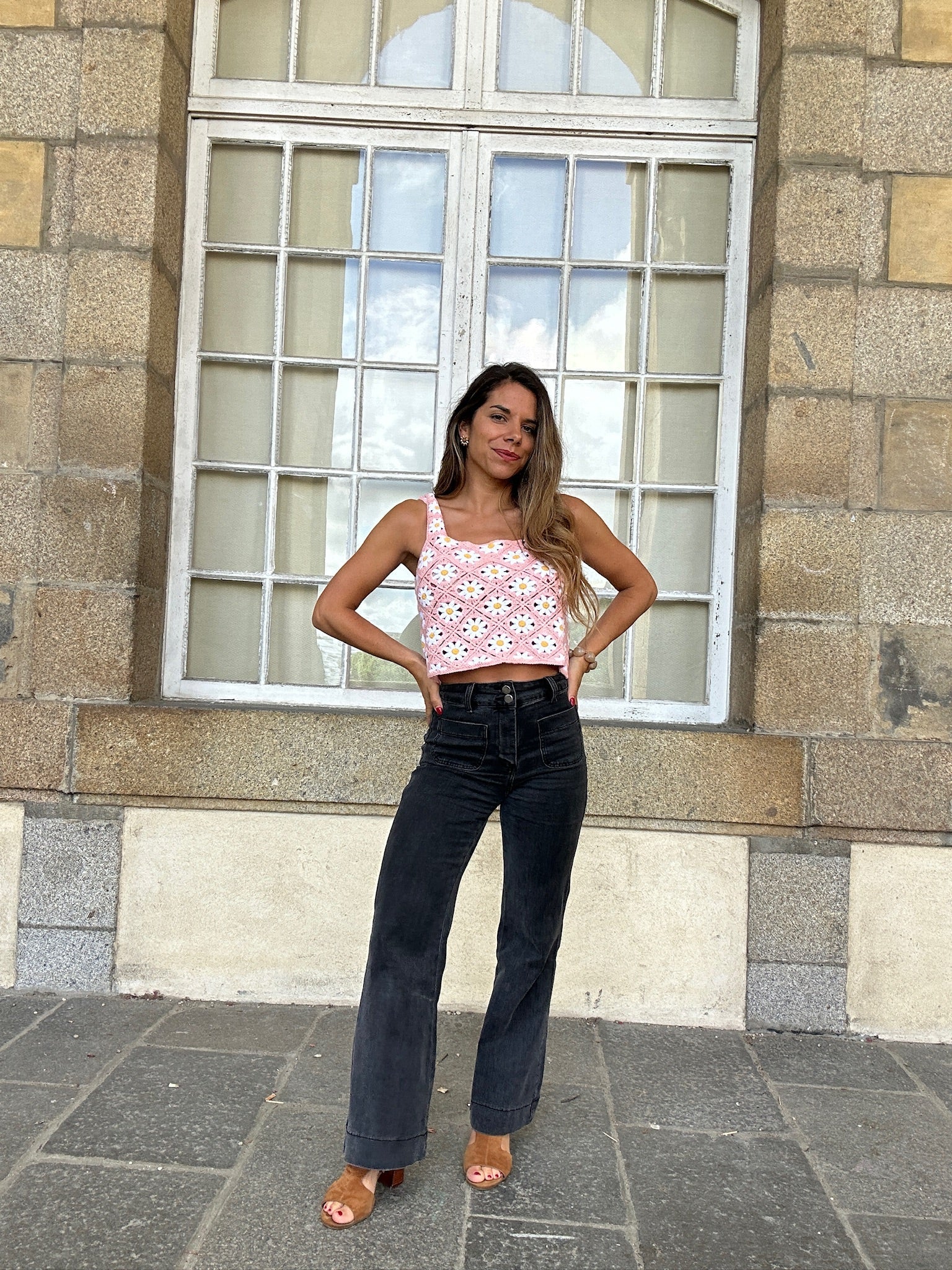 Top En Crochet Marguerite Rose