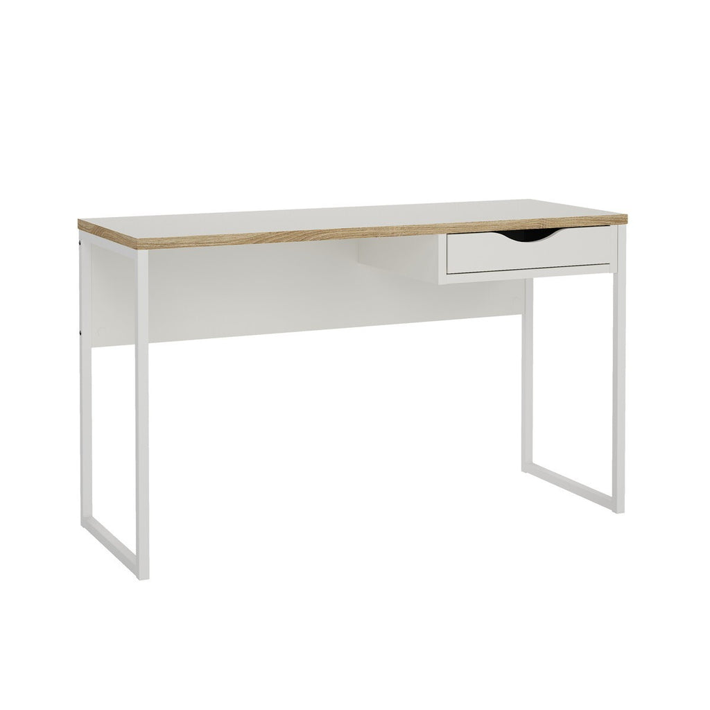 Function - Desk with 1 Drawer and Metal Legs - White
