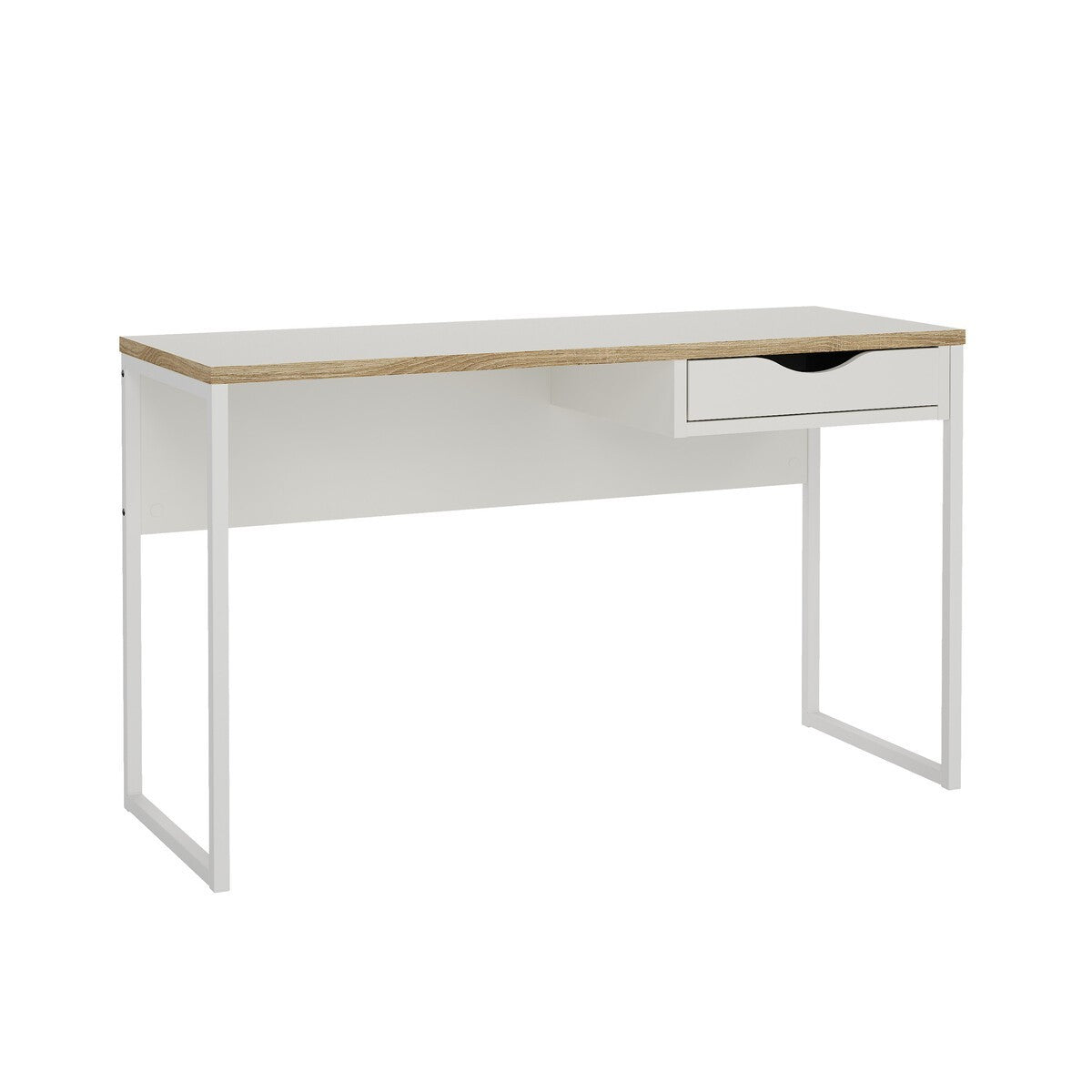 Function - Desk with 1 Drawer and Metal Legs - White