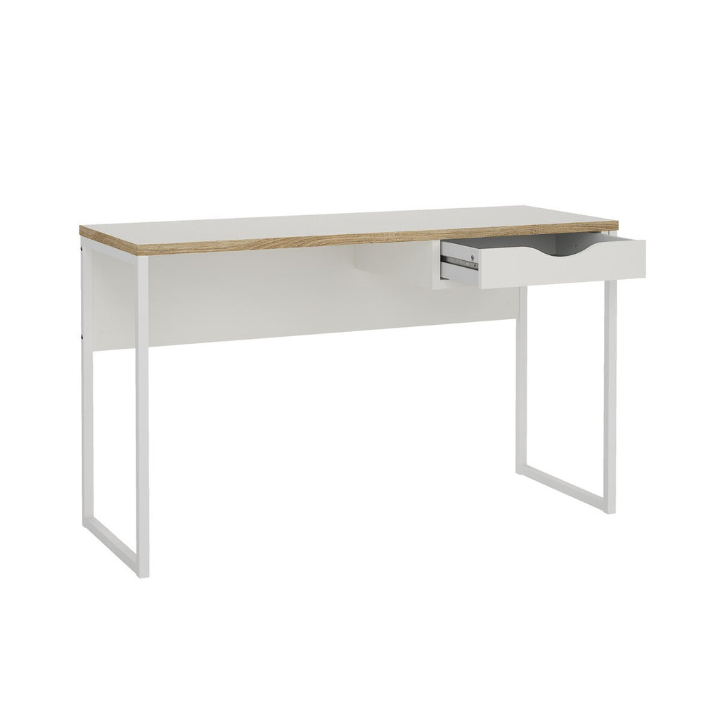 Function - Desk with 1 Drawer and Metal Legs - White