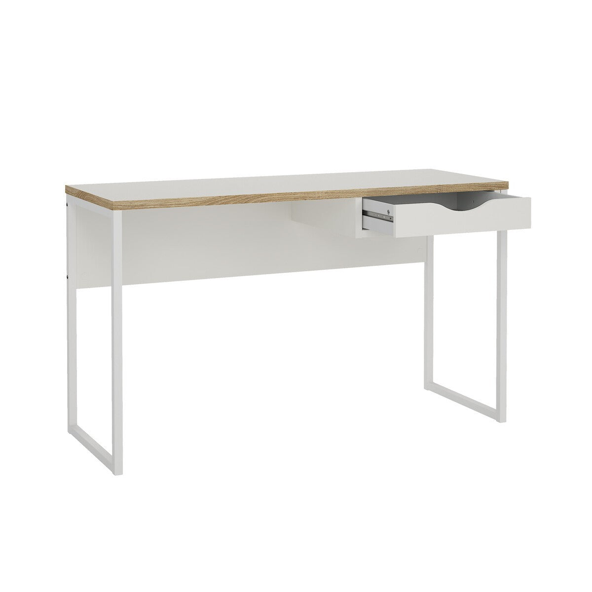 Function - Desk with 1 Drawer and Metal Legs - White