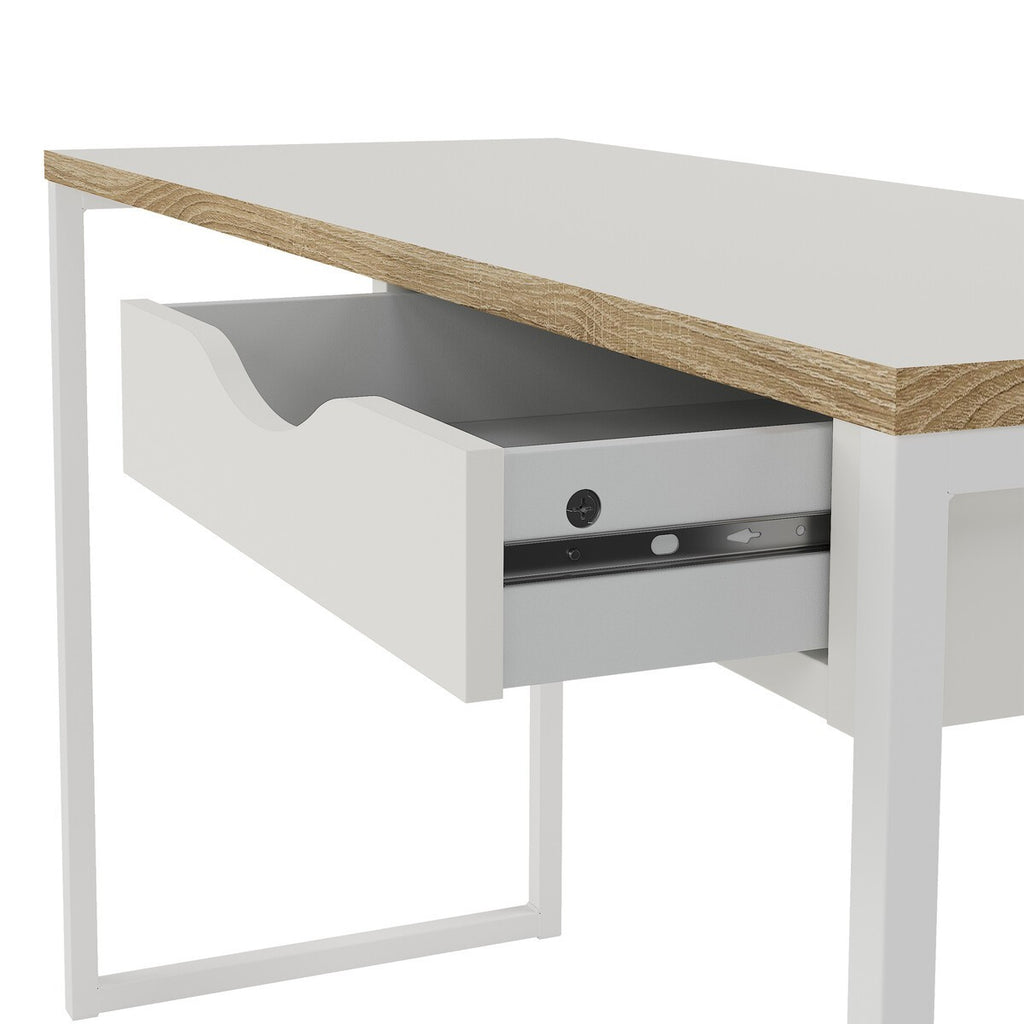 Function - Desk with 1 Drawer and Metal Legs - White