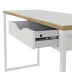 Function - Desk with 1 Drawer and Metal Legs - White