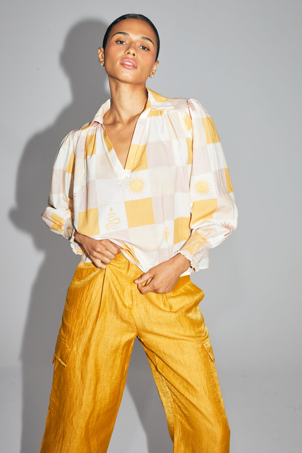 La Chemise Nadia En Coton Imprimé Helios Fabriquée En Italie