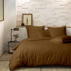 Completo letto - 3 pezzi - 100% percalle di cotone - Mura - Ocra