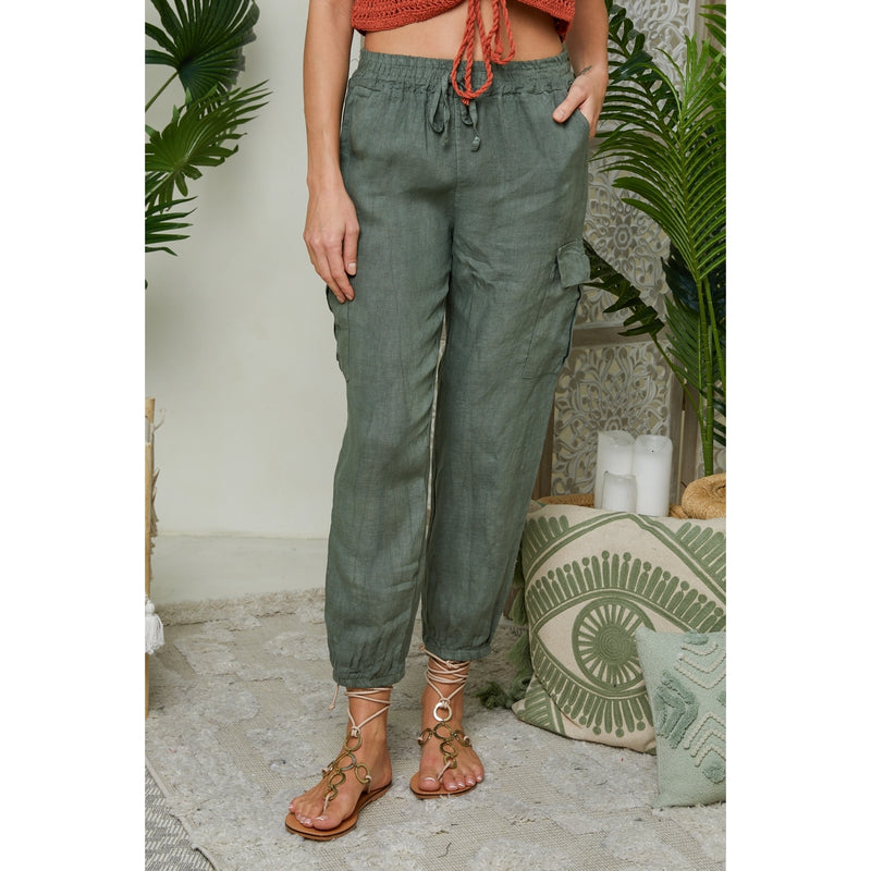 Autour Du Lin - Pantalon - Kaki - Femme