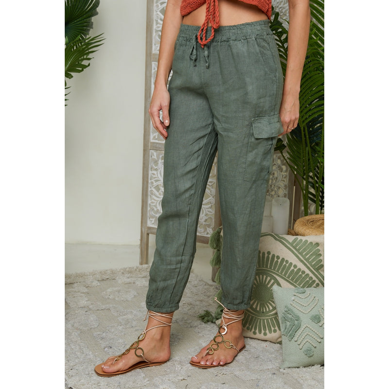 Autour Du Lin - Pantalon - Kaki - Femme