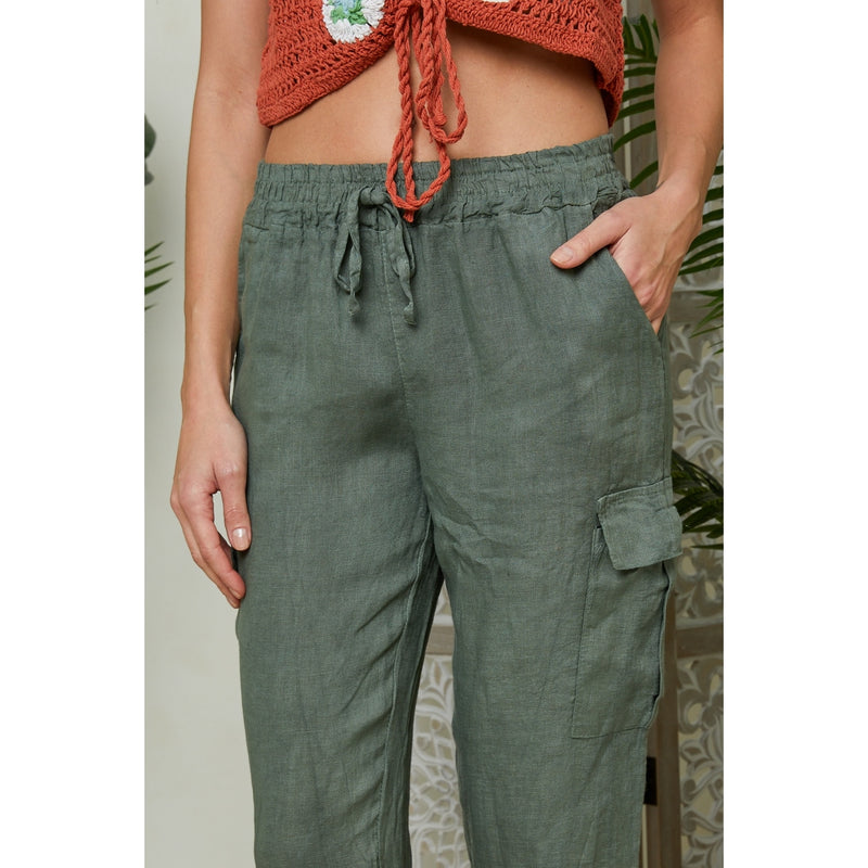 Autour Du Lin - Pantalon - Kaki - Femme