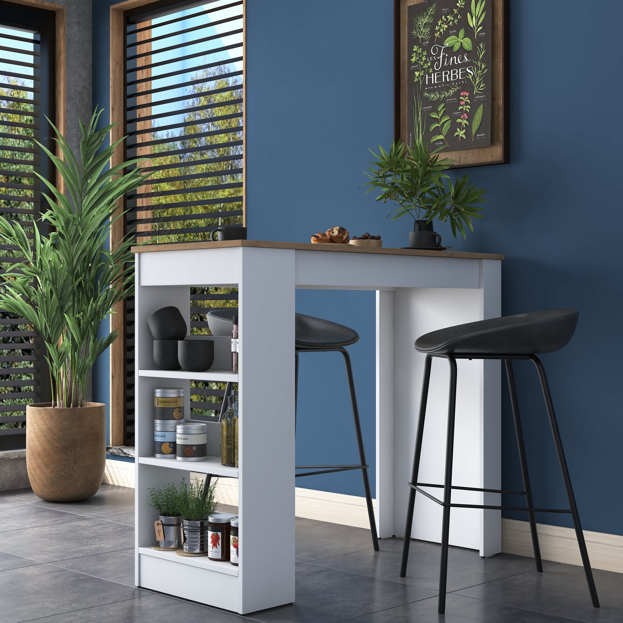 Tables De Cuisine Ja103 - Noyer / Blanc