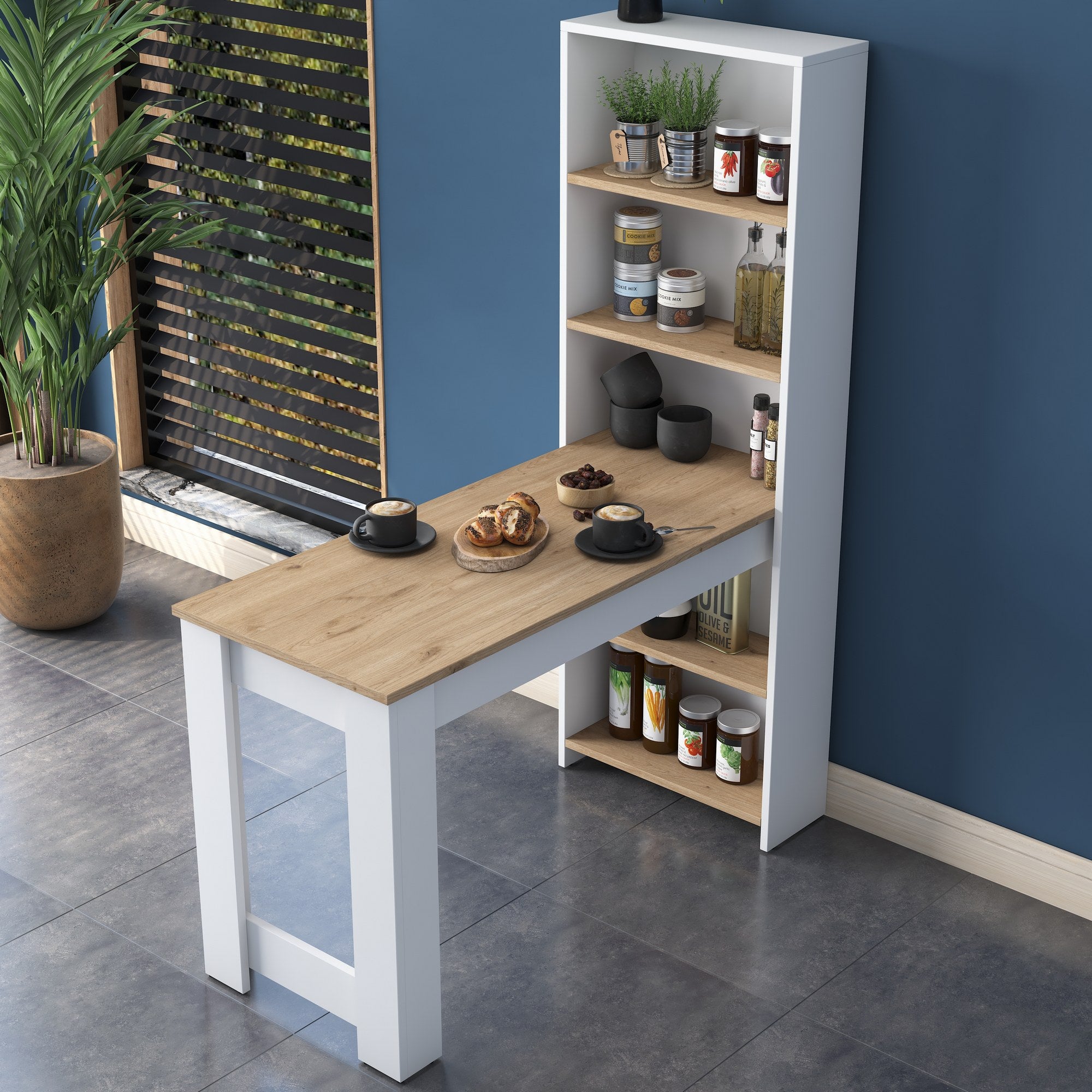 Tables De Cuisine Ja102 - Noyer / Blanc