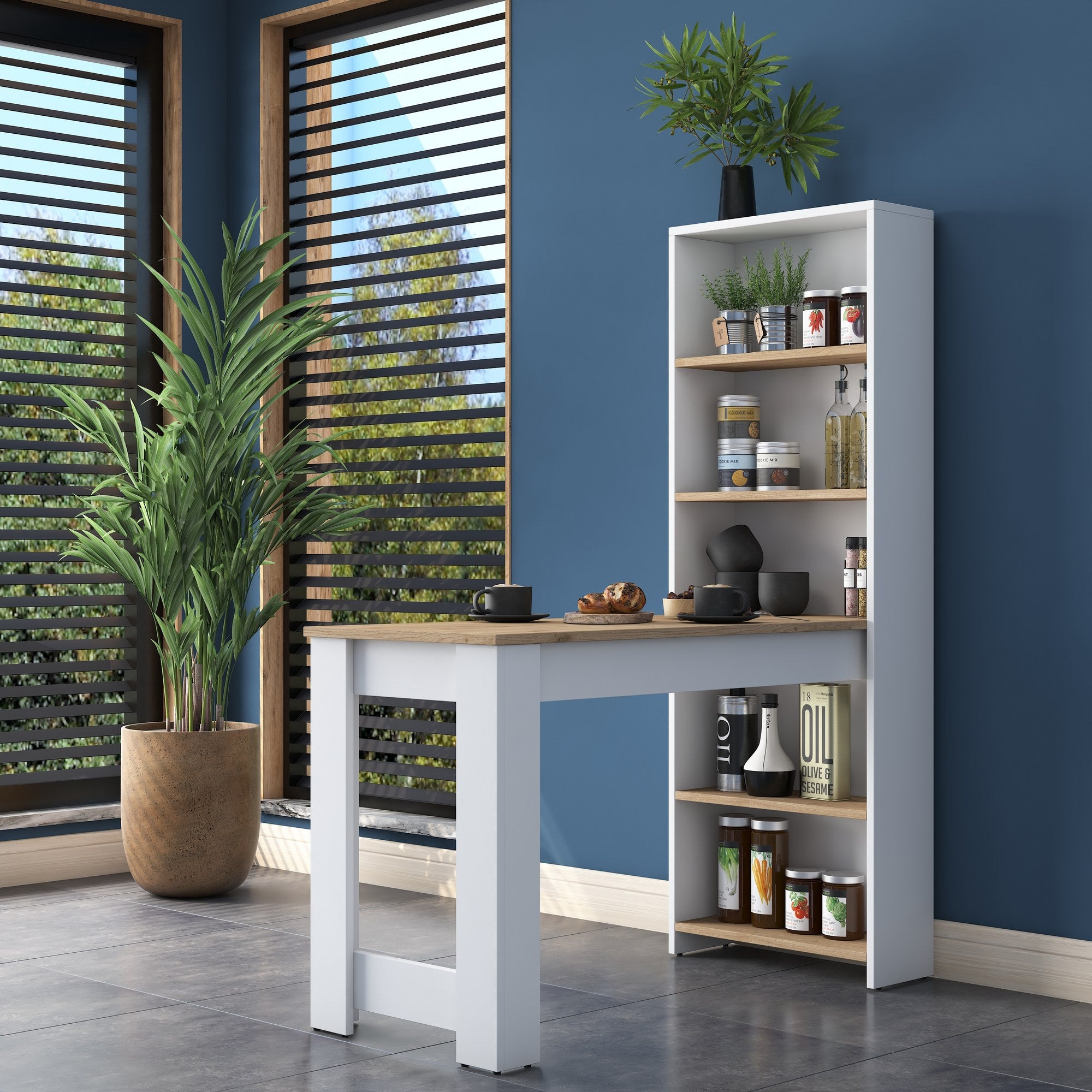 Tables De Cuisine Ja102 - Noyer / Blanc