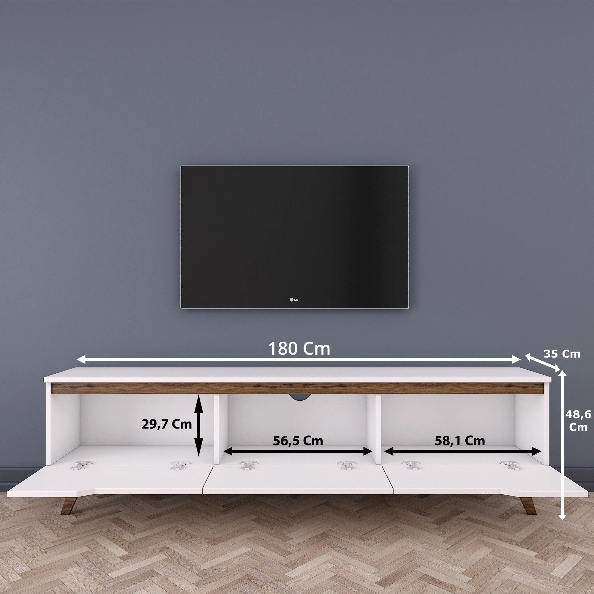 Meubles Tv D1 - Blanc / Noyer