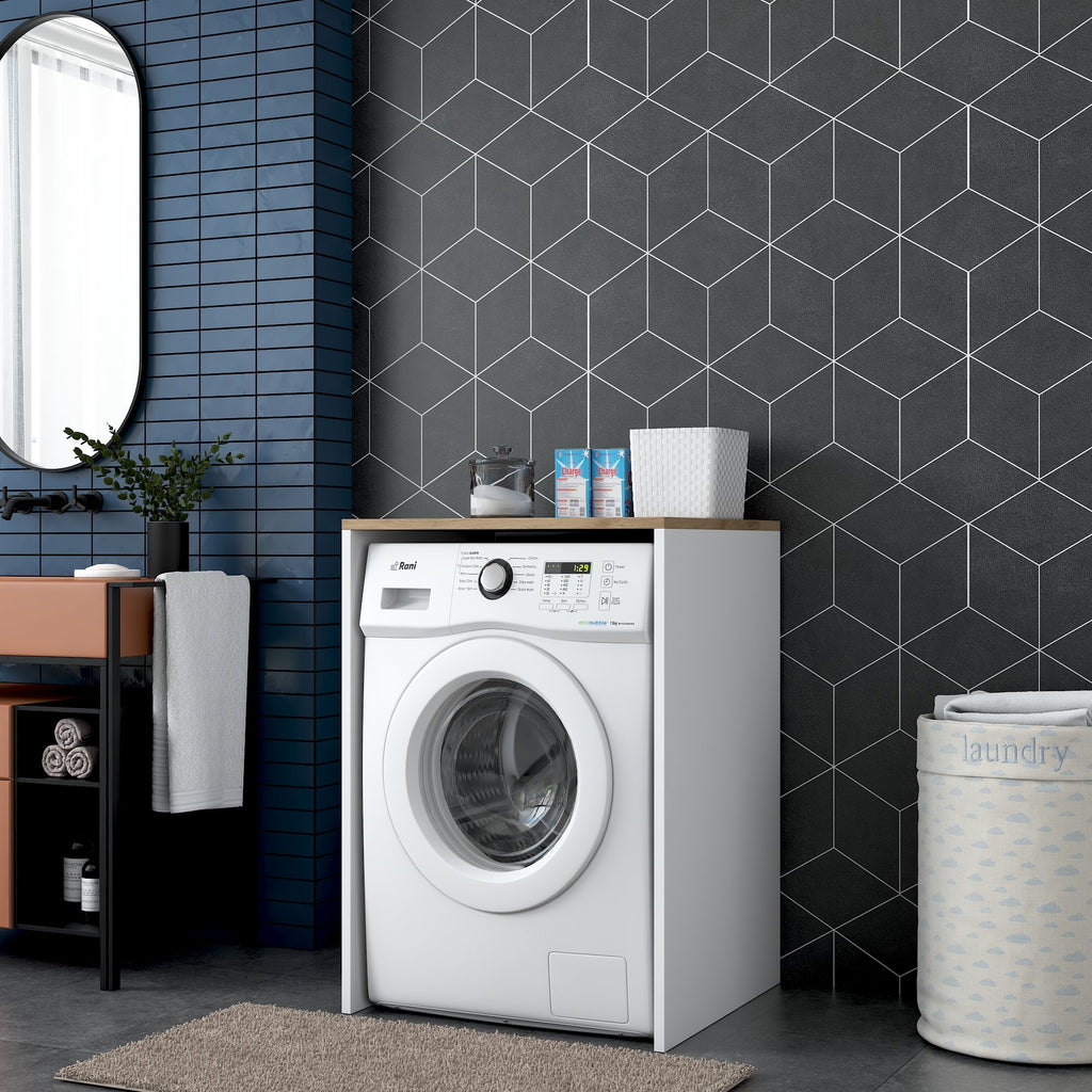Meubles Lave-Linge Kd103 - Noyer / Blanc