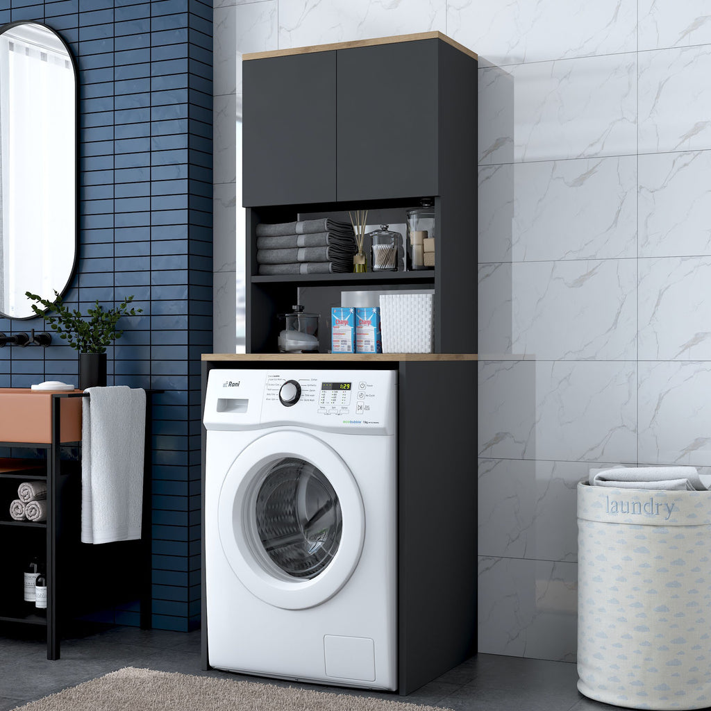 Meubles Lave-Linge Kd101 - Noyer / Anthracite
