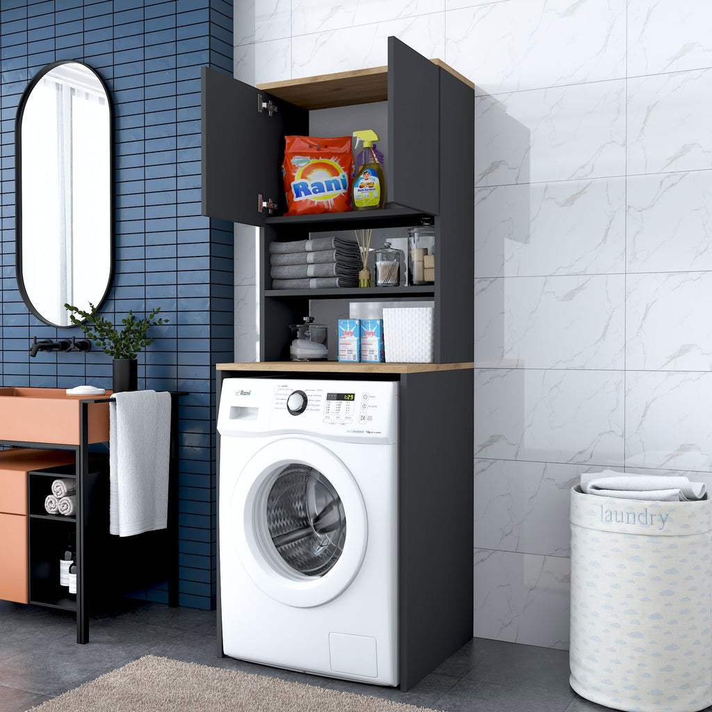 Meubles Lave-Linge Kd101 - Noyer / Anthracite