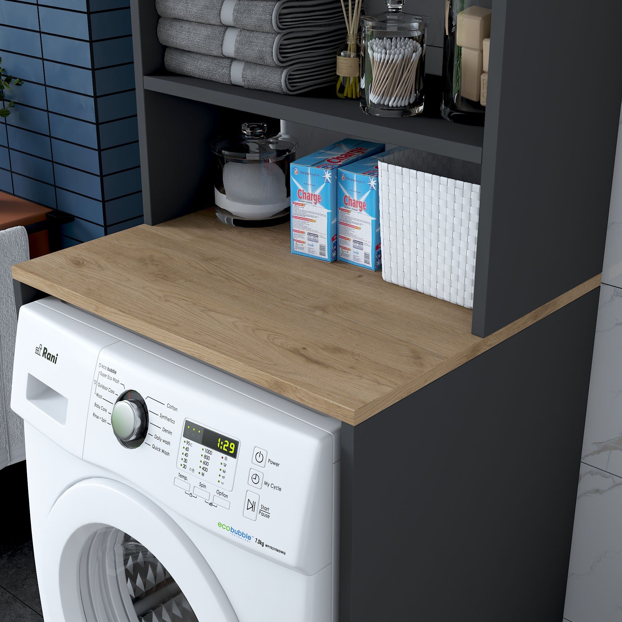Meubles Lave-Linge Kd101 - Noyer / Anthracite