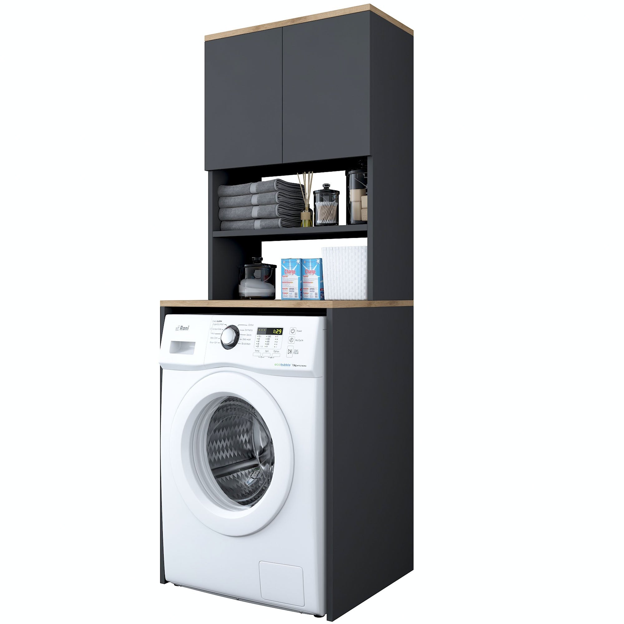 Meubles Lave-Linge Kd101 - Noyer / Anthracite