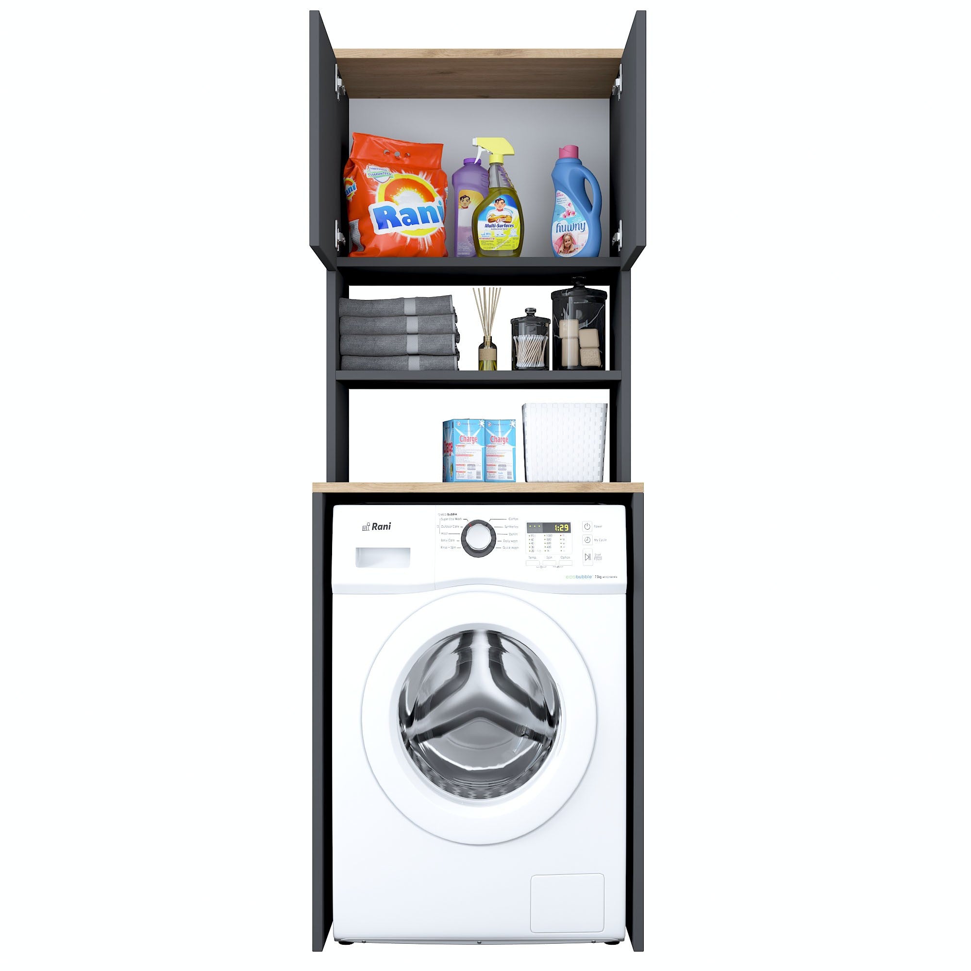 Meubles Lave-Linge Kd101 - Noyer / Anthracite
