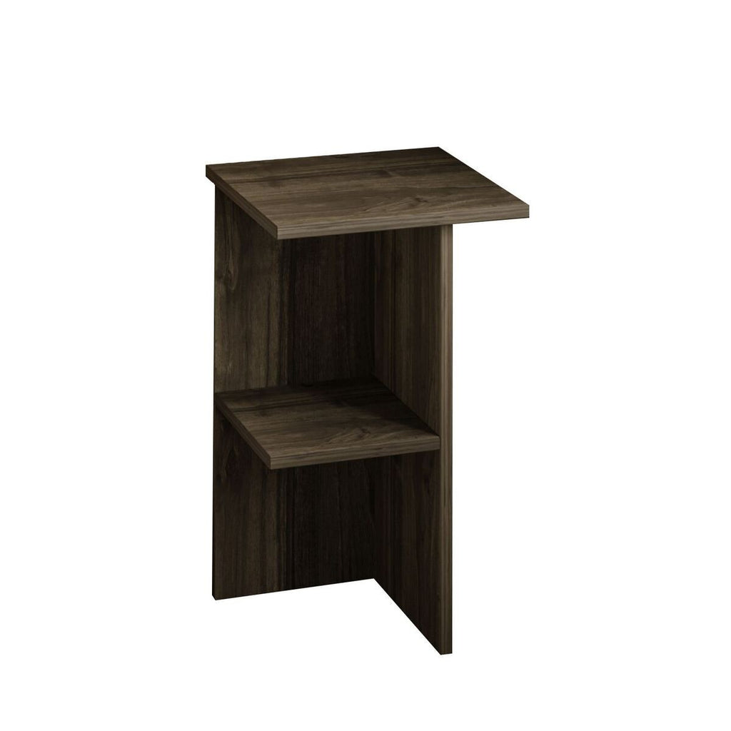 Leray - Table De Chevet Carrée Avec Étagère - Noyer