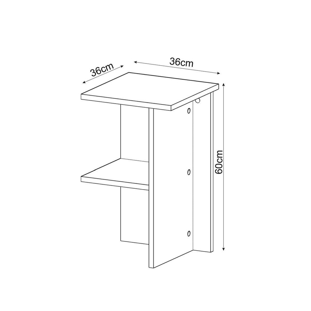 Leray - Table De Chevet Carrée Avec Étagère - Noyer