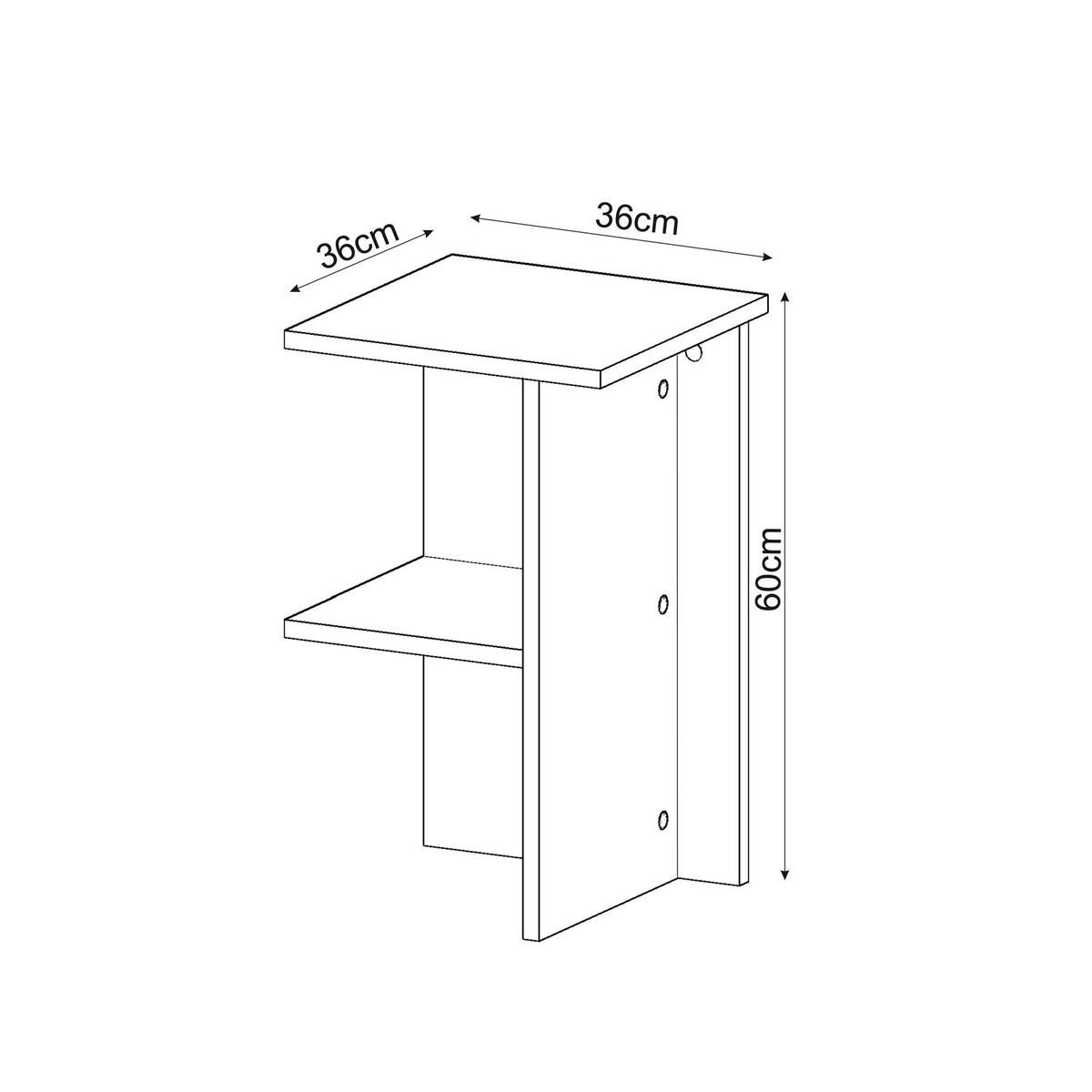 Leray - Table De Chevet Carrée Avec Étagère - Noyer