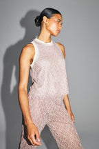 The Marika Top, Burgundy Golden Openwork Geo Knit