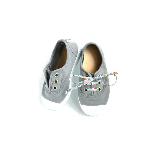 Chaussures Baskets Tennis En Toiles À Lacets Et Élastiques - Gris Clair - Mixte