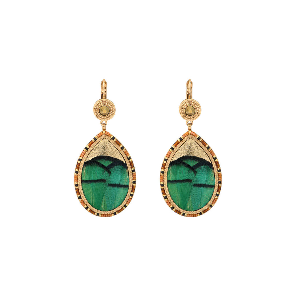 Fujita Drop Sleeper Earrings - Green