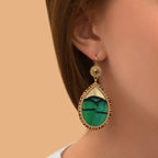 Fujita Drop Sleeper Earrings - Green