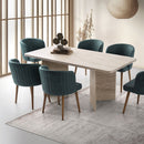Loft - Table À Manger Avec Plateau Rectangulaire Et 2 Pieds - Travertin