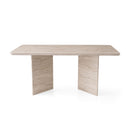 Loft - Table À Manger Avec Plateau Rectangulaire Et 2 Pieds - Travertin