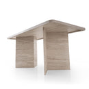 Loft - Table À Manger Avec Plateau Rectangulaire Et 2 Pieds - Travertin