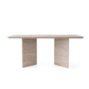 Loft - Table À Manger Avec Plateau Rectangulaire Et 2 Pieds - Travertin