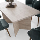 Loft - Table À Manger Avec Plateau Rectangulaire Et 2 Pieds - Travertin
