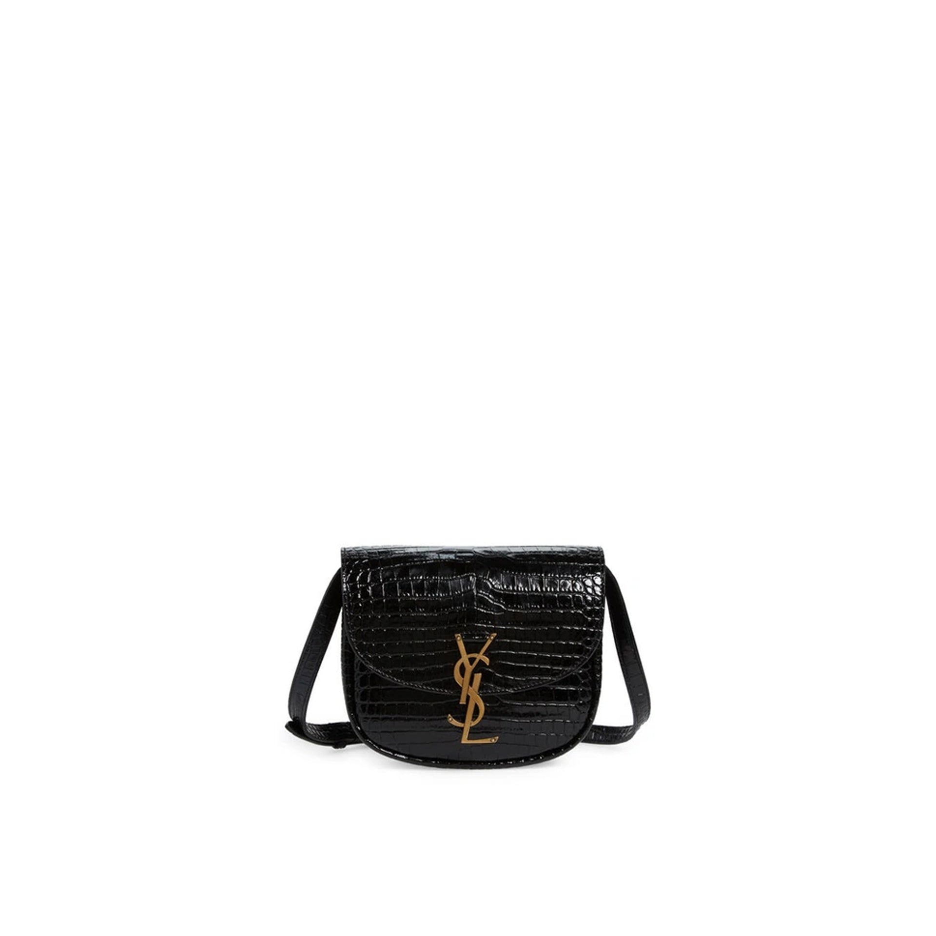 Saint Laurent - Kaia Croco Crossbody Bag - Women - Black
