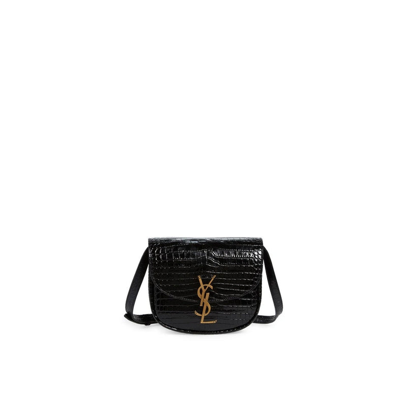Saint Laurent - Kaia Croco Shoulder Bag - Black