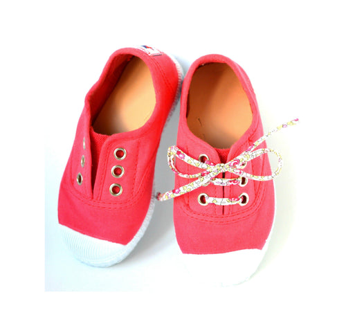 Chaussures Baskets Tennis En Toiles À Lacets Et Élastiques - Rose Fraise - Mixte