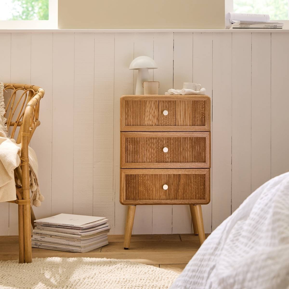 Ava - 3 Drawer Bedside Table - Laminated