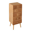 Ava - Chiffonnier 5 Tiroirs Avec Façades Lamellées - Bois Clair