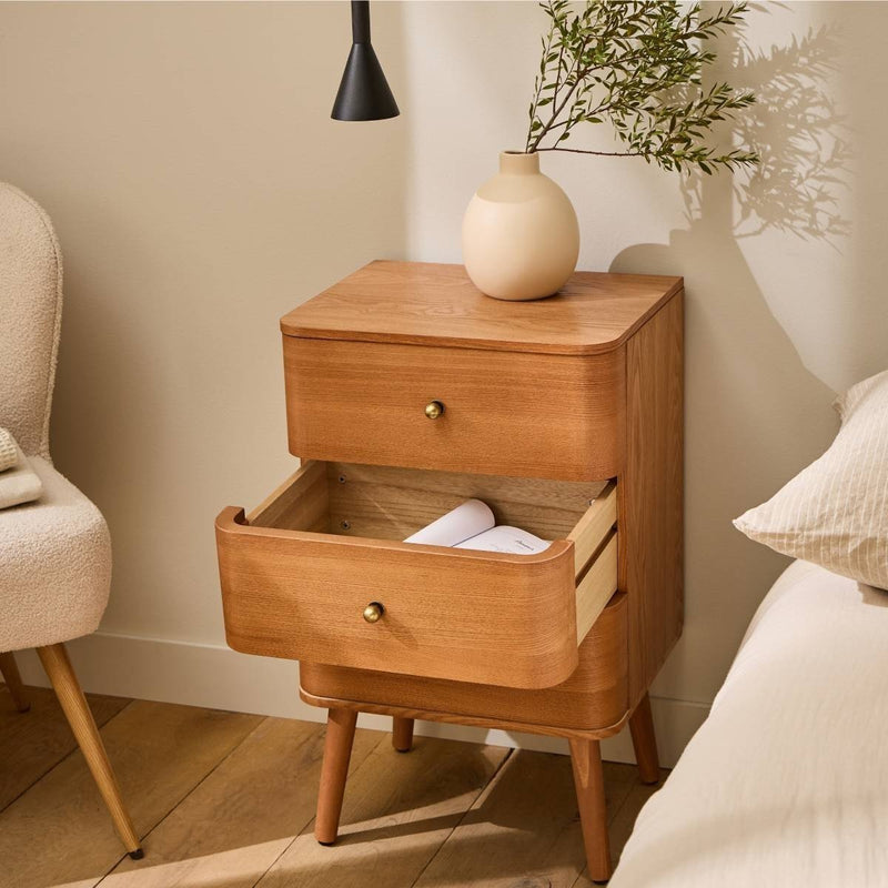 Table De Chevet 3 Tiroirs Et Plus Karl - Bois Clair