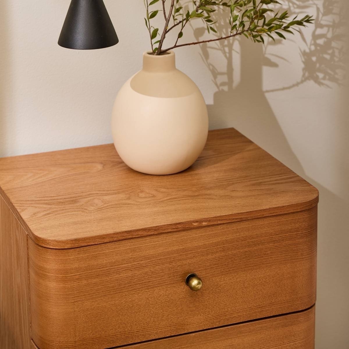 Karl - 3 Drawer Bedside Table - Rounded Edges