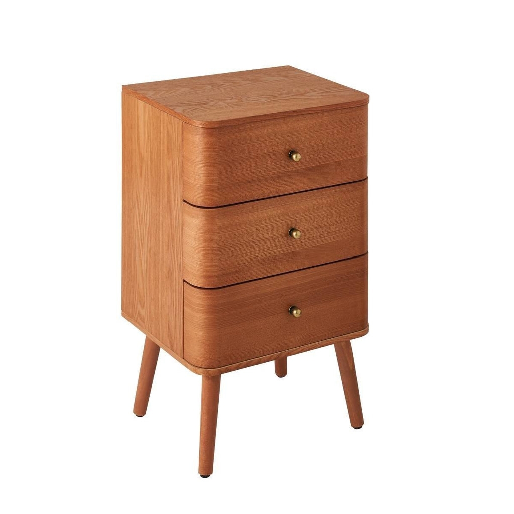 Karl - 3 Drawer Bedside Table - Rounded Edges